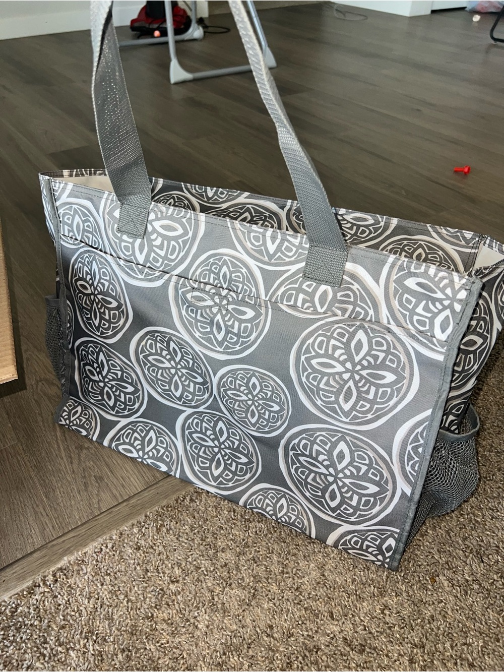 Gray Patterned Women's Thirty One Tote Bag - Gray
